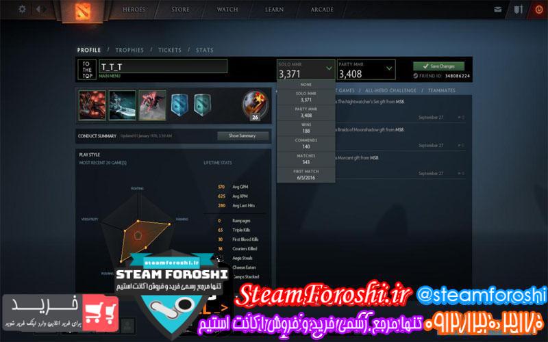 فروش اکانت ۳۴۰۸ MMR