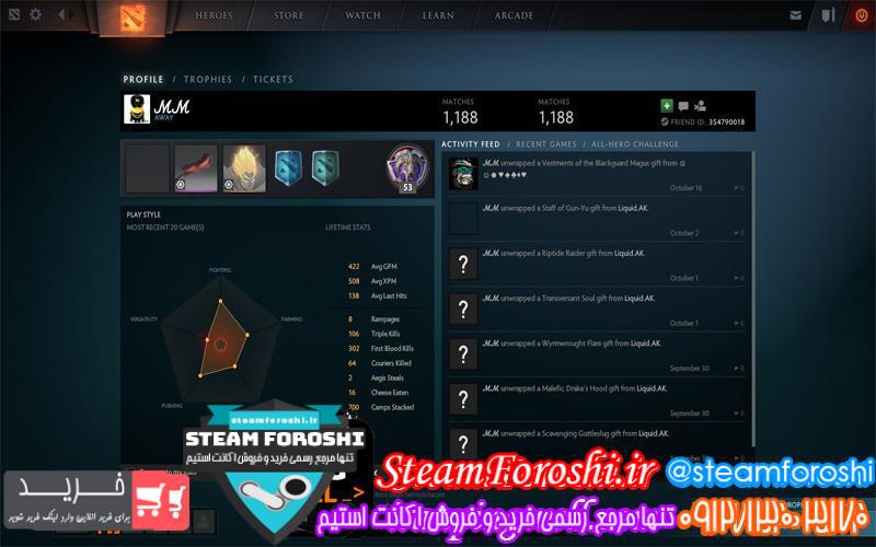 فروش اکانت دوتا ۲ کد ۲۰۱