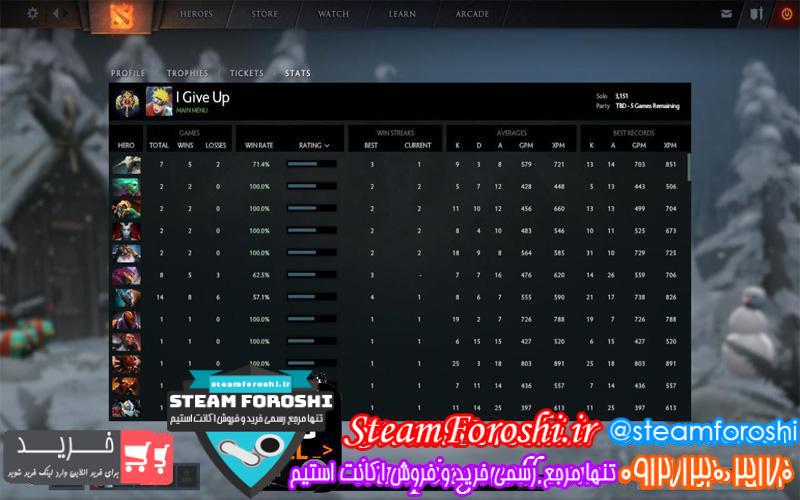 فروش اکانت دوتا ۲ کد 295