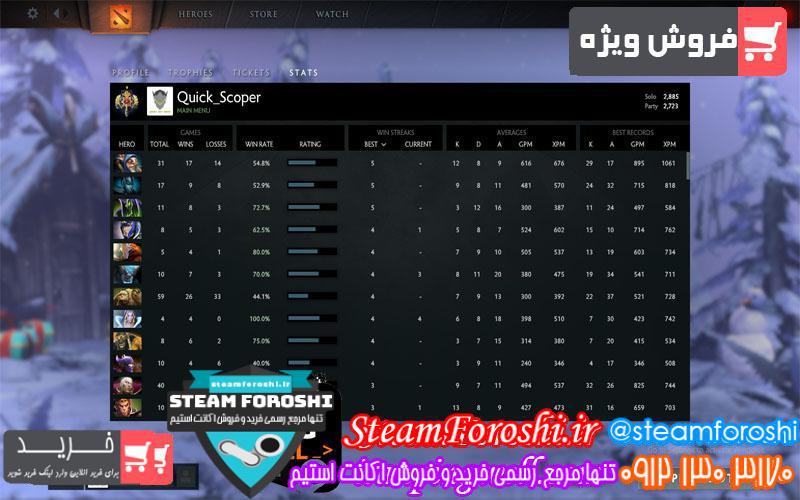 فروش اکانت دوتا ۲ کد 338