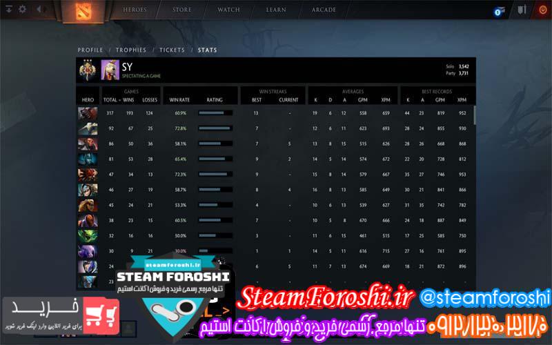 فروش اکانت دوتا ۲ کد 313