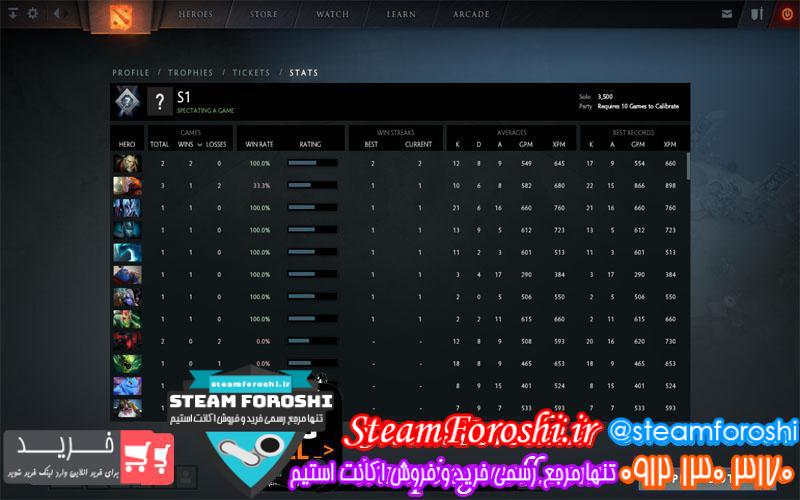 فروش اکانت دوتا ۲ کد 416