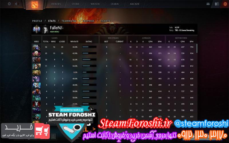 فروش اکانت دوتا ۲ کد 458