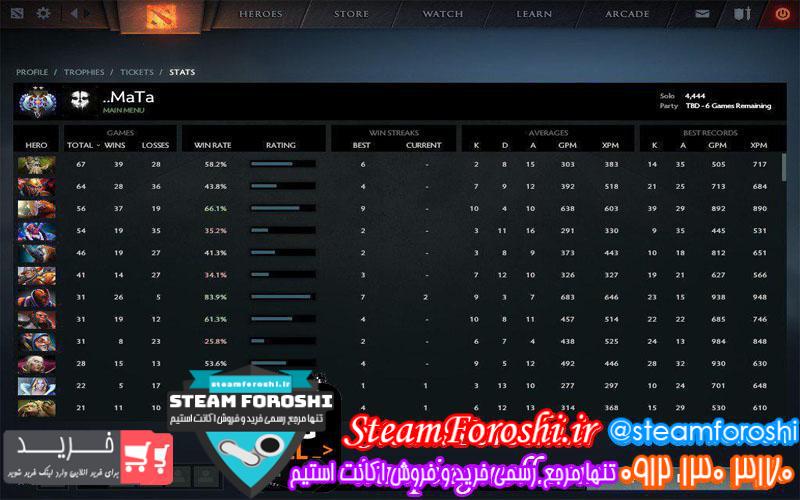 فروش اکانت دوتا ۲ کد ۴۳۵