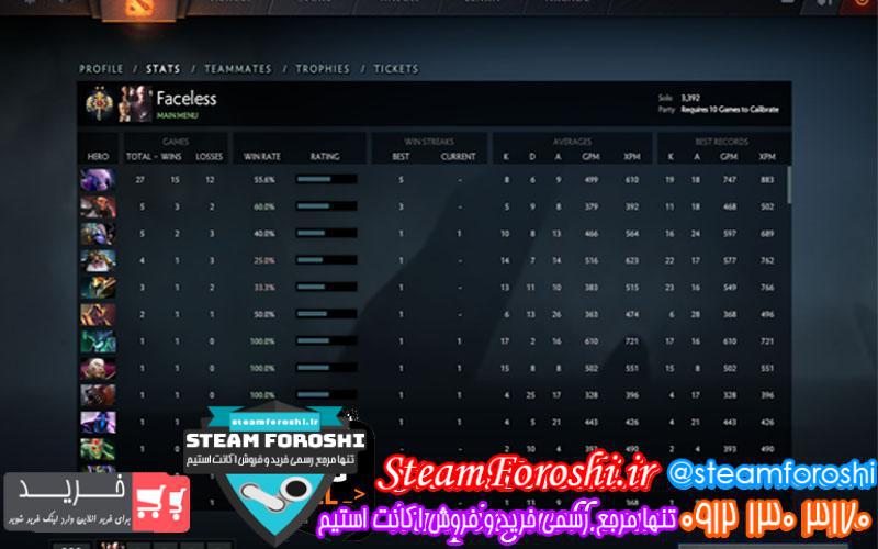 فروش اکانت دوتا ۲ کد 534