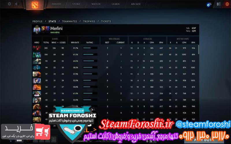 فروش اکانت دوتا ۲ کد ۶۳۵