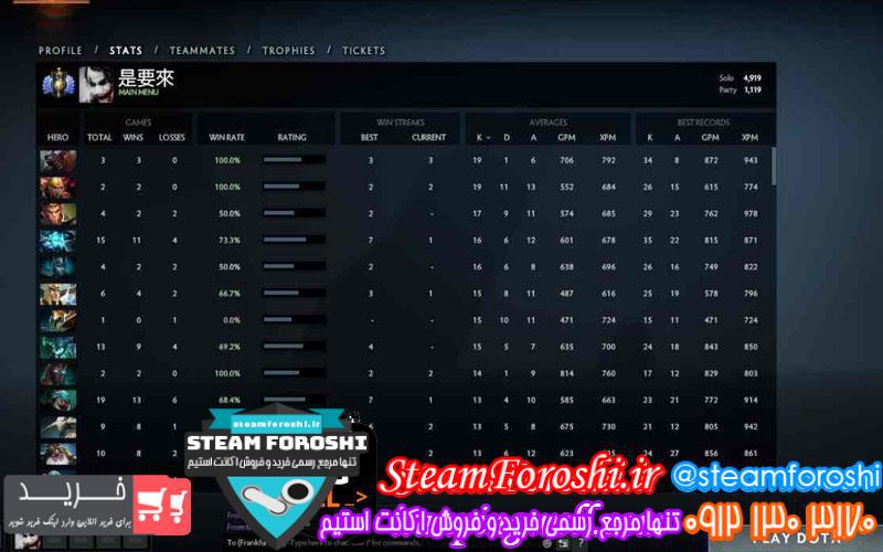 فروش اکانت دوتا ۲ کد 620