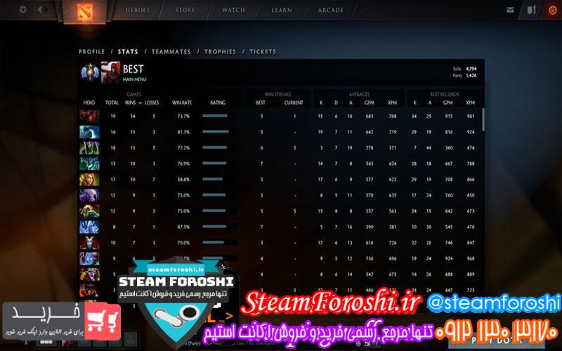 فروش اکانت دوتا ۲ کد 841