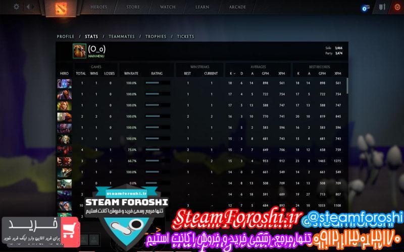 فروش اکانت دوتا ۲ کد 944