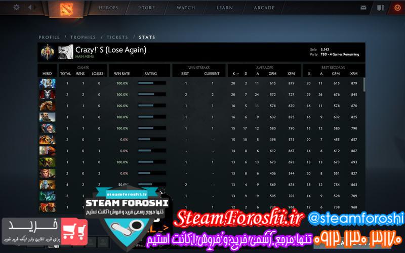 فروش اکانت دوتا ۲ کد 1095