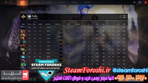 فروش اکانت دوتا ۲ کد 1194