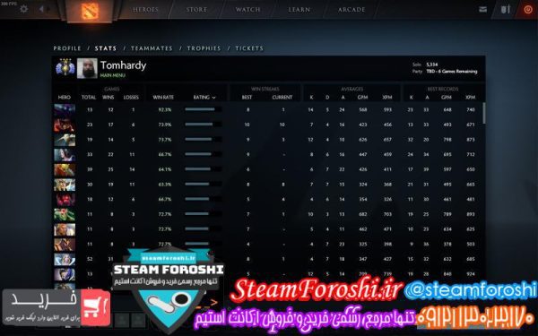 فروش اکانت دوتا ۲ کد 1570