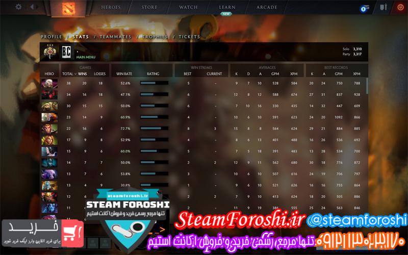 فروش اکانت دوتا ۲ کد ۱۷۹۱