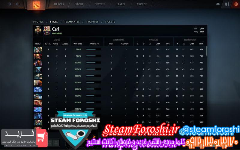 فروش اکانت دوتا ۲ کد 1874