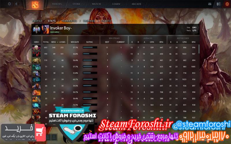 فروش اکانت دوتا ۲ کد 1909