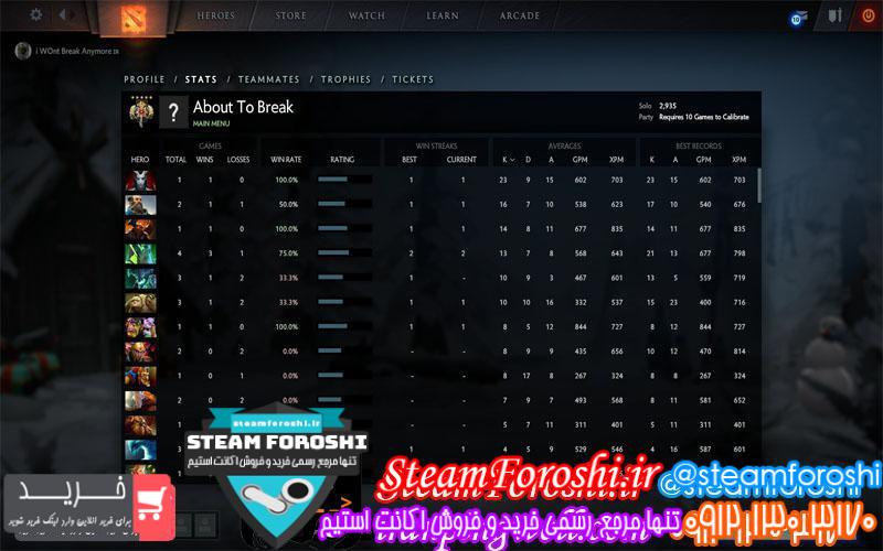 فروش اکانت دوتا ۲ کد4727