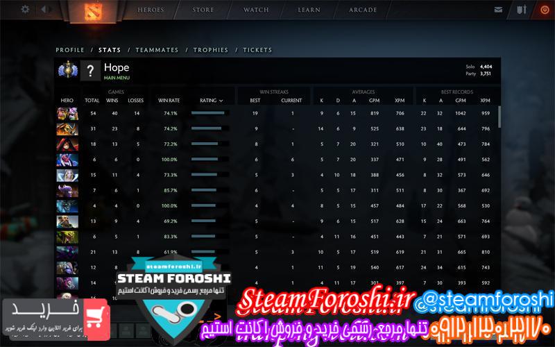 فروش اکانت دوتا ۲ کد 1956