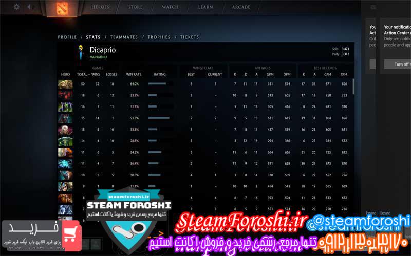 فروش اکانت دوتا ۲ کد 2061