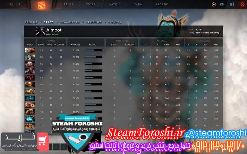 فروش اکانت دوتا ۲ کد 2107