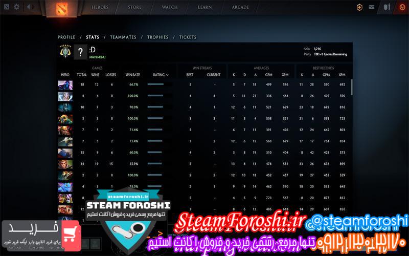 فروش اکانت دوتا ۲ کد 2207