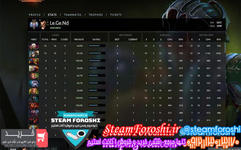 فروش اکانت دوتا ۲ کد 2235