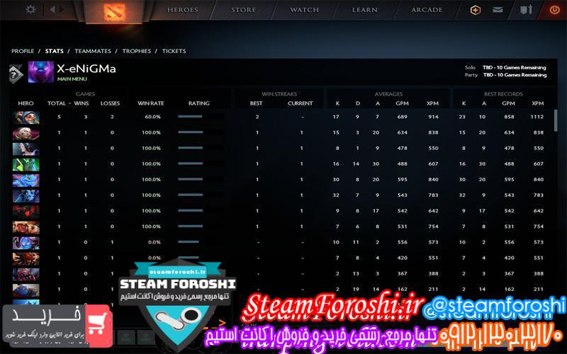 فروش اکانت دوتا ۲ کد 2294