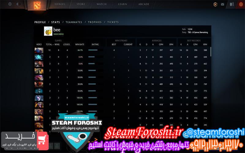 فروش اکانت دوتا ۲ کد 2347