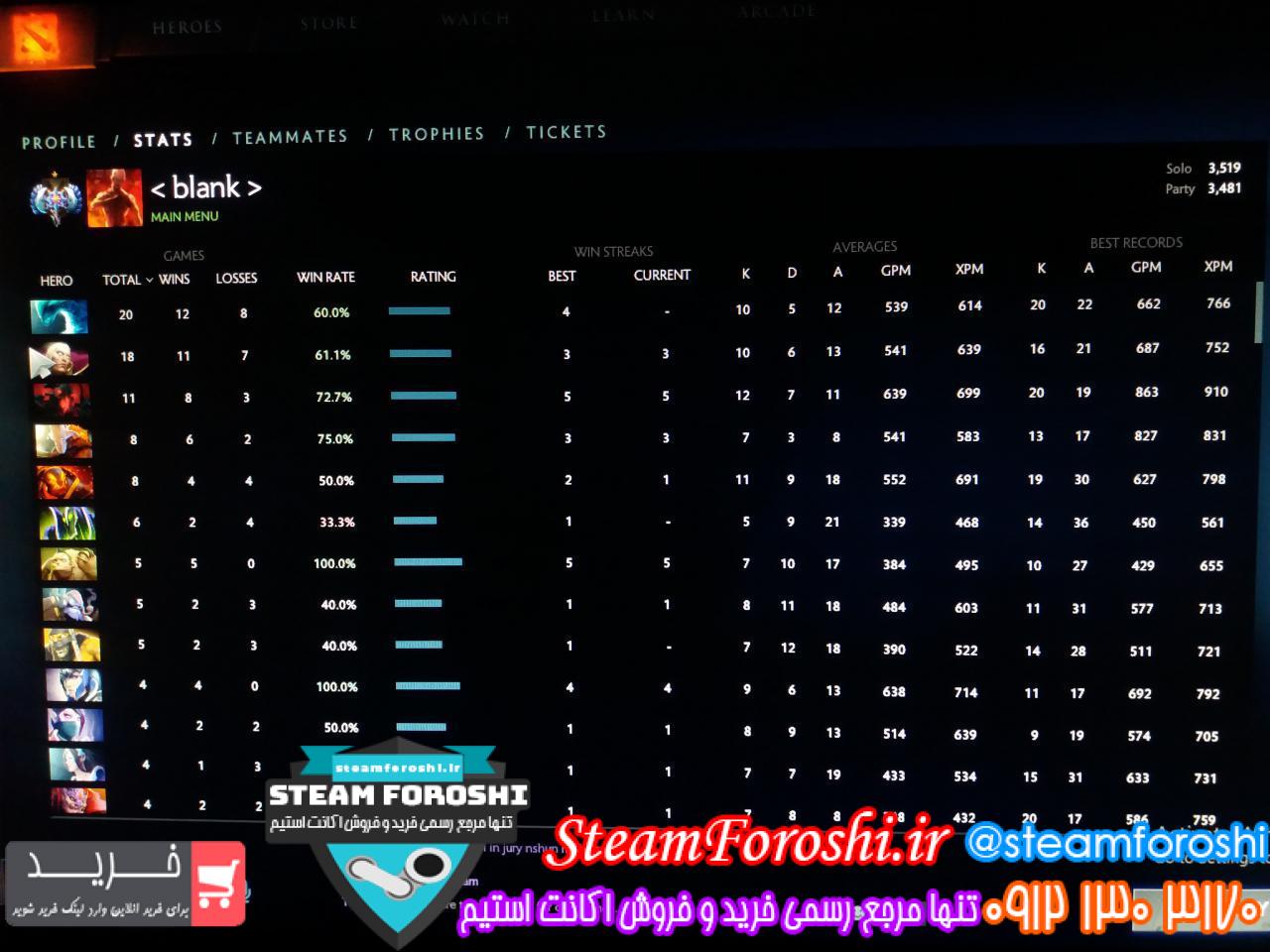 فروش اکانت دوتا ۲ کد 2478