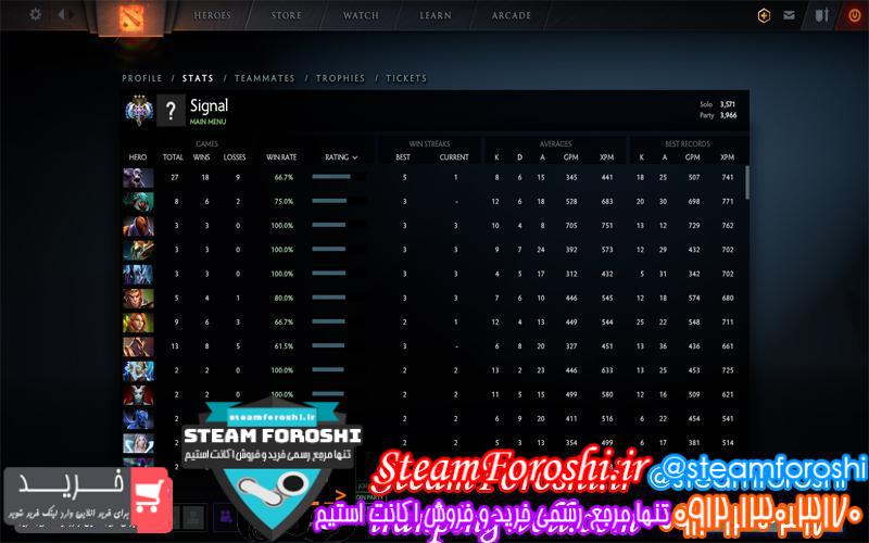 فروش اکانت دوتا ۲ کد 2558