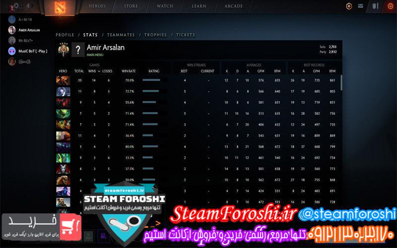 فروش اکانت دوتا ۲ کد 2581