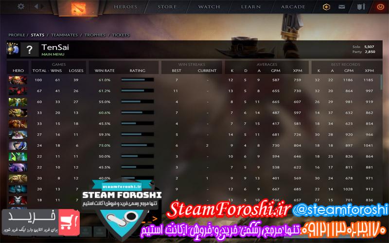 فروش اکانت دوتا ۲ کد 2791