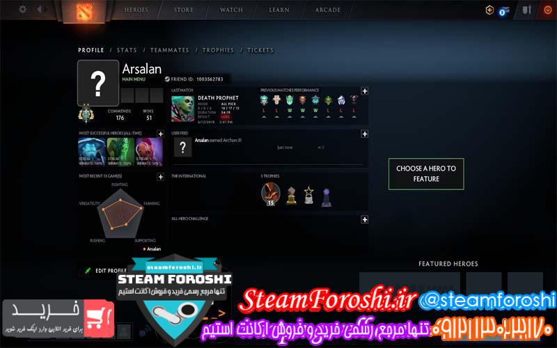 فروش اکانت دوتا ۲ کد 2770