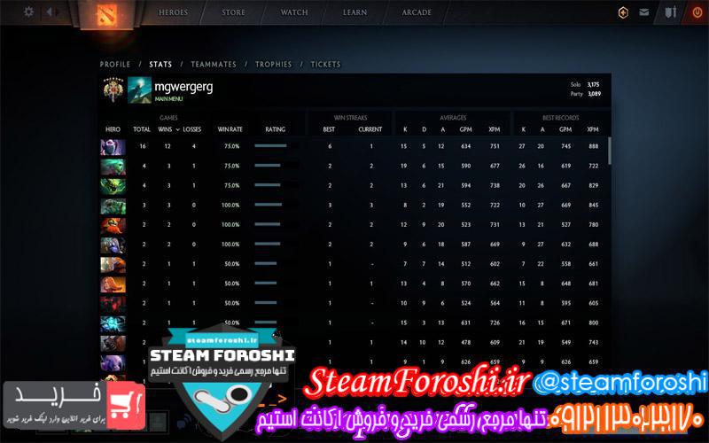 فروش اکانت دوتا ۲ کد 2790