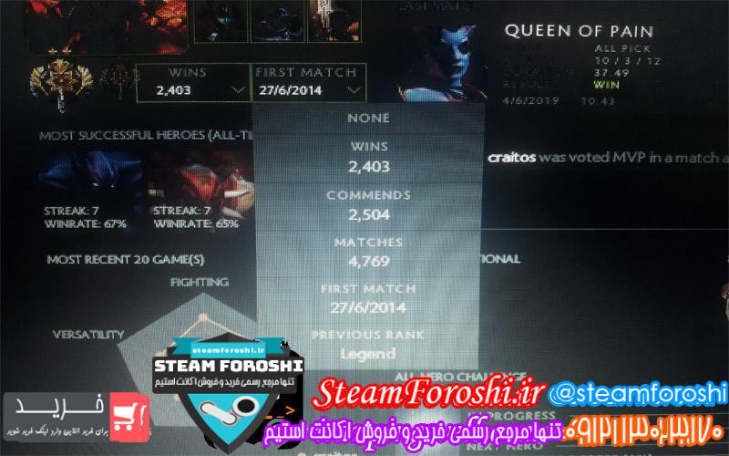 فروش اکانت دوتا ۲ کد 2795