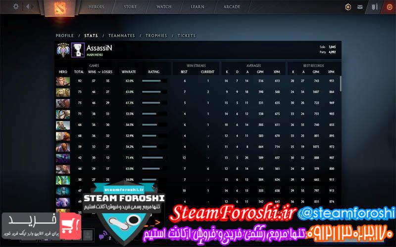 فروش اکانت دوتا ۲ کد 2861