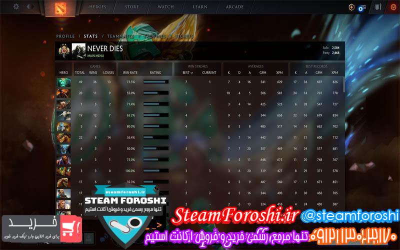 فروش اکانت دوتا ۲ کد 2929