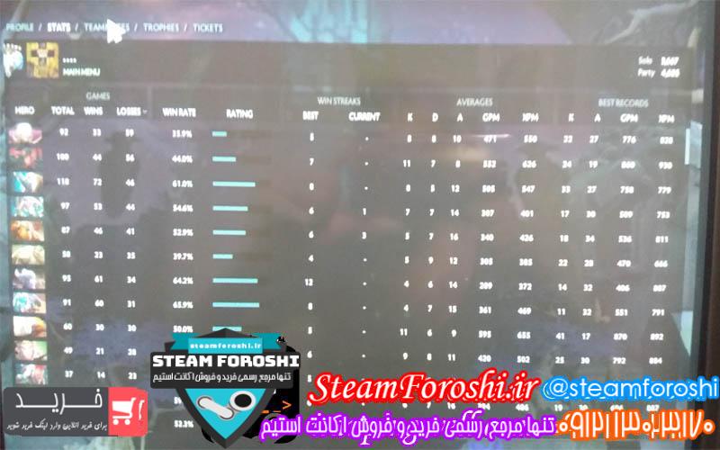 فروش اکانت دوتا ۲ کد 3009