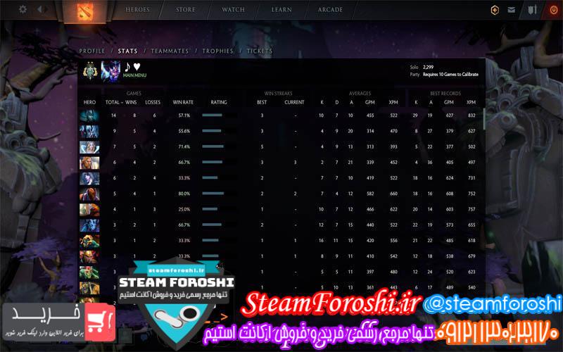 فروش اکانت دوتا ۲ کد 3038