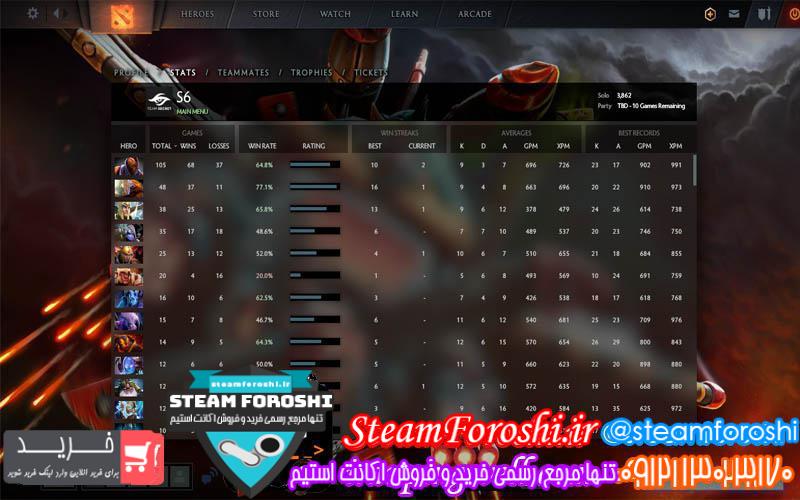 فروش اکانت دوتا ۲ کد 3055