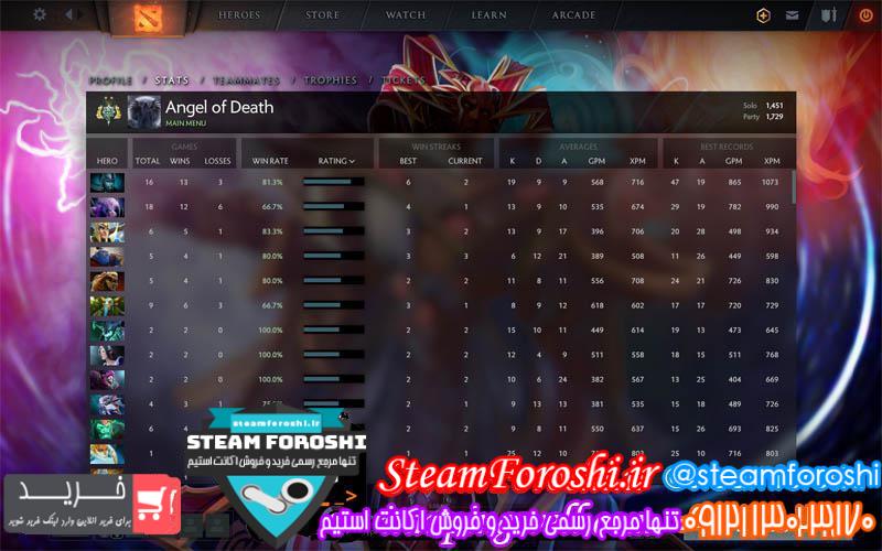 فروش اکانت دوتا ۲ کد 3058