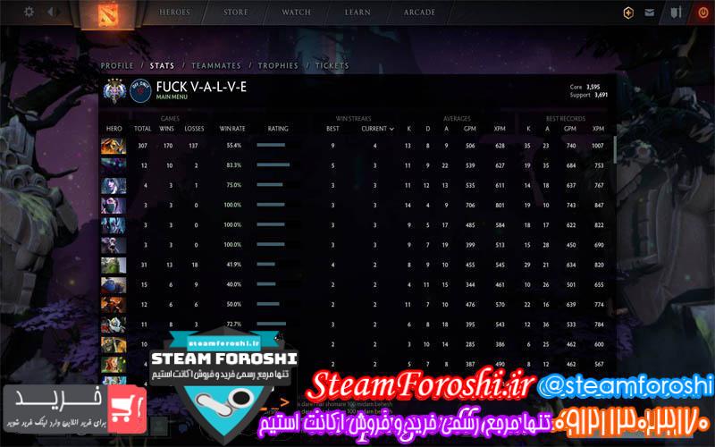 فروش اکانت دوتا ۲ کد 3156