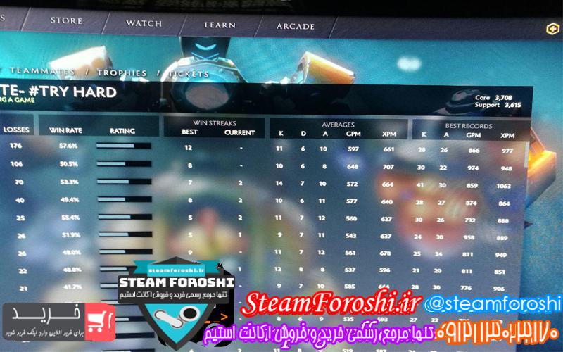 فروش اکانت دوتا ۲ کد 3206