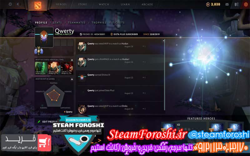 فروش اکانت دوتا ۲ کد ۳۳۴۴