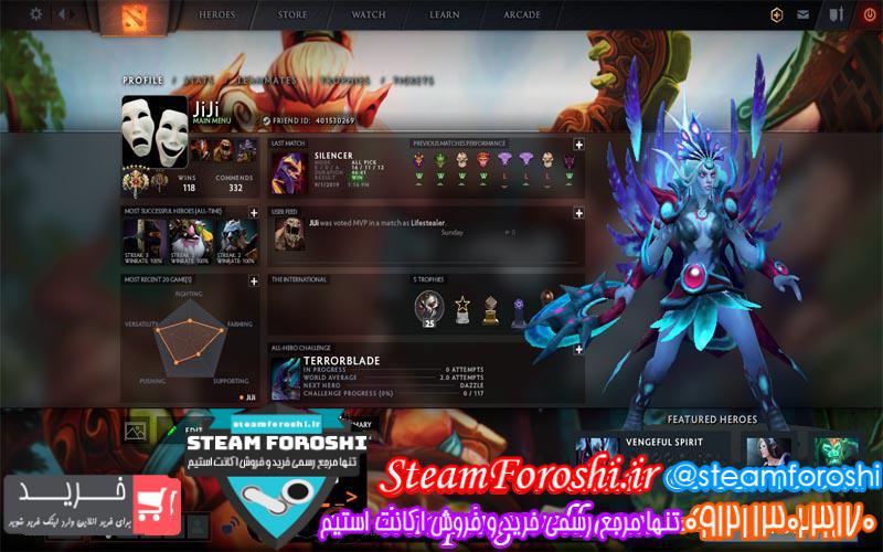 فروش اکانت دوتا ۲ کد ۳۴۵۴