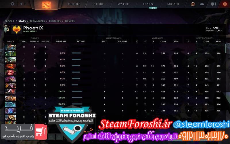 فروش اکانت دوتا ۲ کد ۳۴۵۷