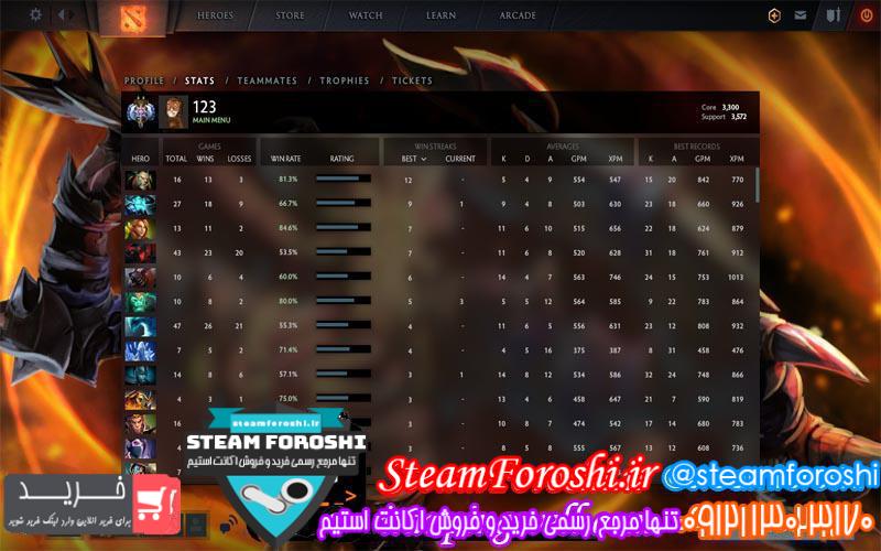 فروش اکانت دوتا ۲ کد ۳۴۷۳