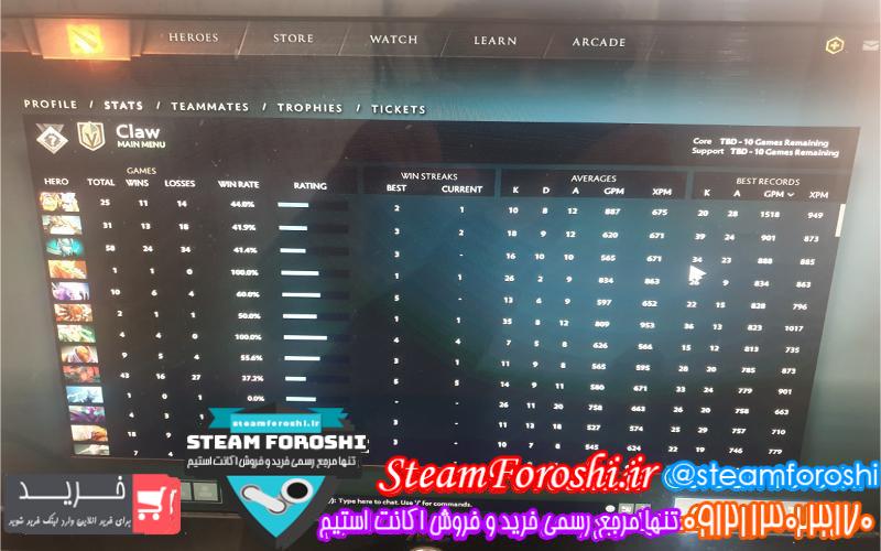 فروش اکانت دوتا ۲ کد ۳۵۹۴