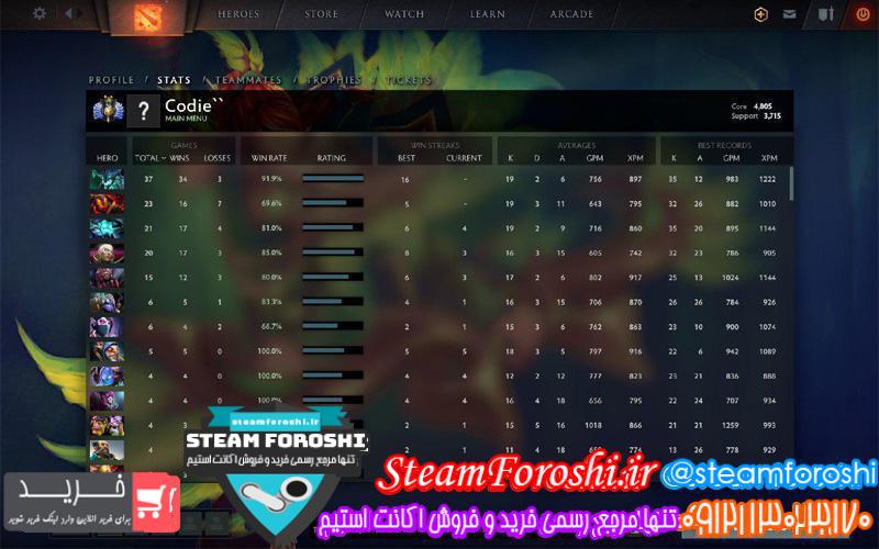 فروش اکانت دوتا ۲ کد ۳۷۶۴