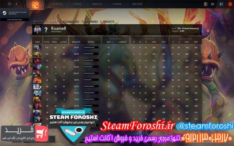 فروش اکانت دوتا ۲ کد ۳۸۲۲