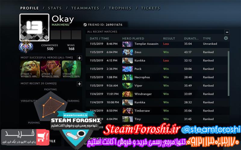 فروش اکانت دوتا ۲ کد ۳۸۲۷